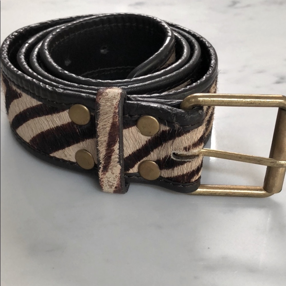 Boden Women’s calf hair on hide full grain leather belt sz M